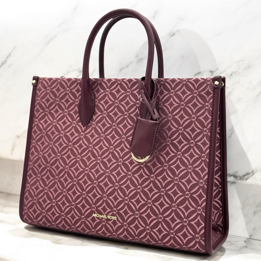 Michael Kors Medium Mirella Tote Bag - Ox Blood Multi - Picture 2 of 10